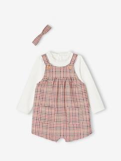 Set korte tuinbroek met ruitmotief + T-shirt en haarband meisjesbaby - vertbaudet enfant Baby-Set korte tuinbroek met ruitmotief + T-shirt en haarband meisjesbaby