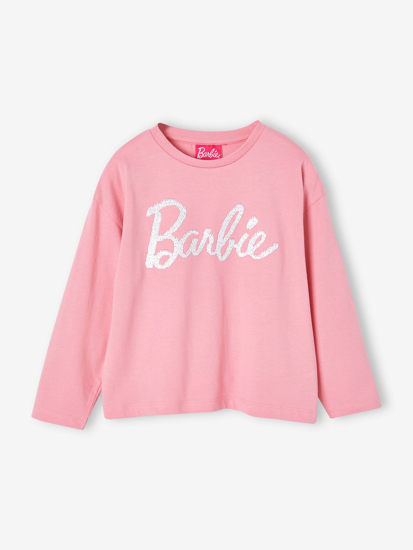 Barbie T-Shirt mit Rüschen für Mädchen Oberteil Kinder Shirt kurzärmlig Blau/Rosa (2er Pack