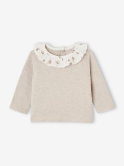 Trui met gebloemd kraagje voor pasgeborenen - vertbaudet enfant Baby-Trui, vest, sweater-Trui-Trui met gebloemd kraagje voor pasgeborenen