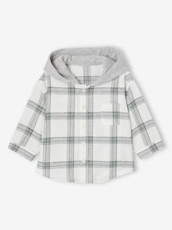 Geruit overhemd baby's met capuchon - vertbaudet enfant Baby-Overhemd, blouse-Geruit overhemd baby's met capuchon