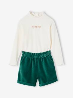 Meisjesset met shirt + fluwelen short - vertbaudet enfant Meisje-Short-Meisjesset met shirt + fluwelen short