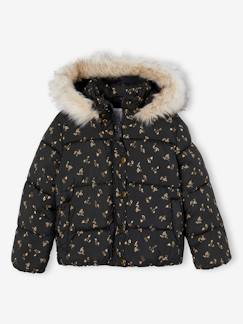 Donsjack met capuchon voor meisjes met fleece voering - vertbaudet enfant -Donsjack met capuchon voor meisjes met fleece voering