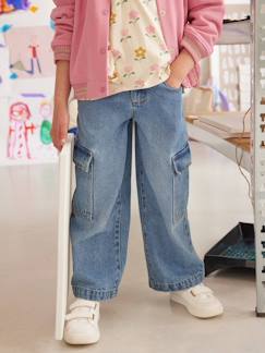 Wijde cargojeans meisjes - vertbaudet enfant Meisje-Wijde cargojeans meisjes