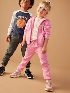 Molton joggingbroek voor meisjes met paperbag ceintuur - vertbaudet enfant -Molton joggingbroek voor meisjes met paperbag ceintuur