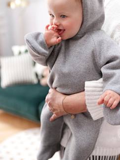 Overall met capuchon van wol voor baby's met offset opening - vertbaudet enfant -Overall met capuchon van wol voor baby's met offset opening