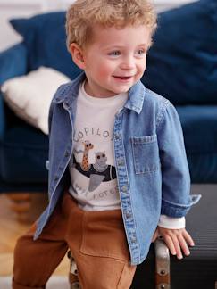 Personaliseerbaar denim blouse met drukknopen voor baby's - vertbaudet enfant Baby-Overhemd, blouse-Personaliseerbaar denim blouse met drukknopen voor baby's