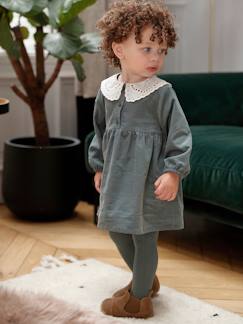 Fluwelen babyjurk met geborduurd kraagje - vertbaudet enfant Baby-Rok, jurk-Fluwelen babyjurk met geborduurd kraagje