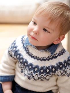 Jacquard trui voor babyjongens in luchtig en zacht tricot - vertbaudet enfant Baby-Trui, vest, sweater-Trui-Jacquard trui voor babyjongens in luchtig en zacht tricot