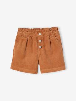 Fluwelen short met paperbag-vorm meisjes - vertbaudet enfant Meisje-Short-Fluwelen short met paperbag-vorm meisjes