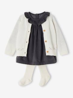 Set jurk, sierlijke gilet en maillot meisjesbaby - vertbaudet enfant Baby-Babyset-Set jurk, sierlijke gilet en maillot meisjesbaby