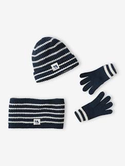Set van muts + snood + handschoenen voor jongens - vertbaudet enfant Jongens-Accessoires-Muts, sjaal, handschoenen-Set van muts + snood + handschoenen voor jongens