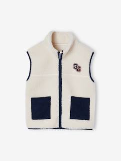 Mouwloos jongensvest van sherpa - vertbaudet enfant Jongens-Trui, vest, sweater-Sweater-Mouwloos jongensvest van sherpa