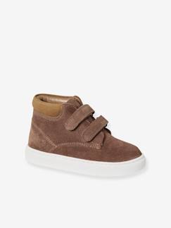 Halfhoge jongenssneakers in gekrast leer - vertbaudet enfant Schoenen-Jongen schoenen 23-38-Sneakers, gympen-Halfhoge jongenssneakers in gekrast leer