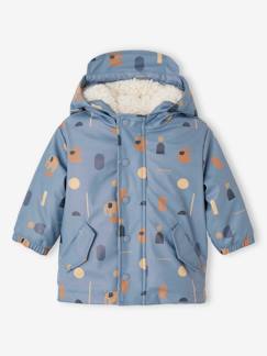 Baby Regenjacke mit Teddyfleecefutter und Recycling-Polyester - vertbaudet enfant Baby-Mantels, combipakje, engelennestje-Mantels-Baby Regenjacke mit Teddyfleecefutter und Recycling-Polyester