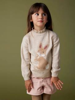 Meisjestrui in jacquard met pailletten - vertbaudet enfant Meisje-Trui, vest, sweater-Trui-Meisjestrui in jacquard met pailletten