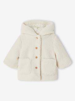 Jas met capuchon van sherpa voor baby's - vertbaudet enfant Baby-Mantels, combipakje, engelennestje-Jas met capuchon van sherpa voor baby's