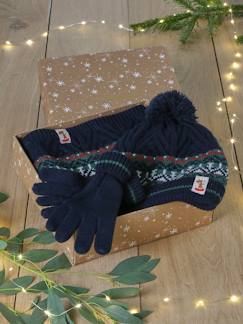 Kerstcadeauset voor jongens muts + sjaal + handschoenen - vertbaudet enfant Jongens-Accessoires-Muts, sjaal, handschoenen-Kerstcadeauset voor jongens muts + sjaal + handschoenen