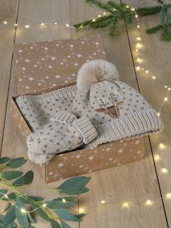 Mädchen Weihnachts-Geschenkset: Mütze, Rundschal & Halbhandschuhe REH - vertbaudet enfant Meisje-Accessoires-Mädchen Weihnachts-Geschenkset: Mütze, Rundschal & Halbhandschuhe REH