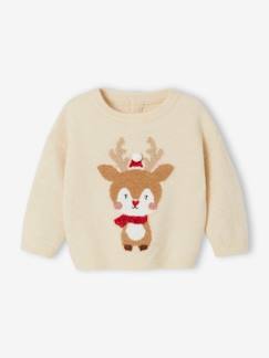 Baby Weihnachtspullover, Rentier mit Glitzer Oeko-Tex - vertbaudet enfant Baby-Trui, vest, sweater-Trui-Baby Weihnachtspullover, Rentier mit Glitzer Oeko-Tex