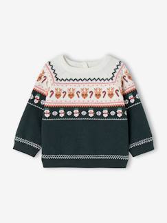 Jacquard kerstmistrui - vertbaudet enfant Baby-Trui, vest, sweater-Trui-Jacquard kerstmistrui
