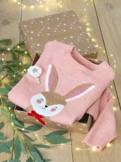 Kerstcadeauverpakking "Renne" jacquard trui + 2 scrunchies voor meisjes - vertbaudet enfant Meisje-Trui, vest, sweater-Trui-Kerstcadeauverpakking "Renne" jacquard trui + 2 scrunchies voor meisjes