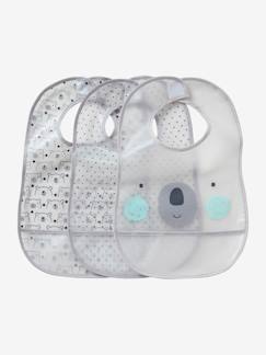 Set met 3 geplastificeerde slabbetjes met opvangvak - vertbaudet enfant Verzorging-Baby eet en drinkt-Slabbetje-Set met 3 geplastificeerde slabbetjes met opvangvak