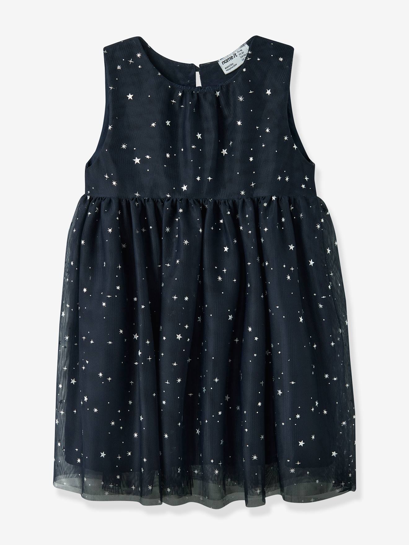 Jurk in mousseline NMFVABOS meisje NAME IT marineblauw