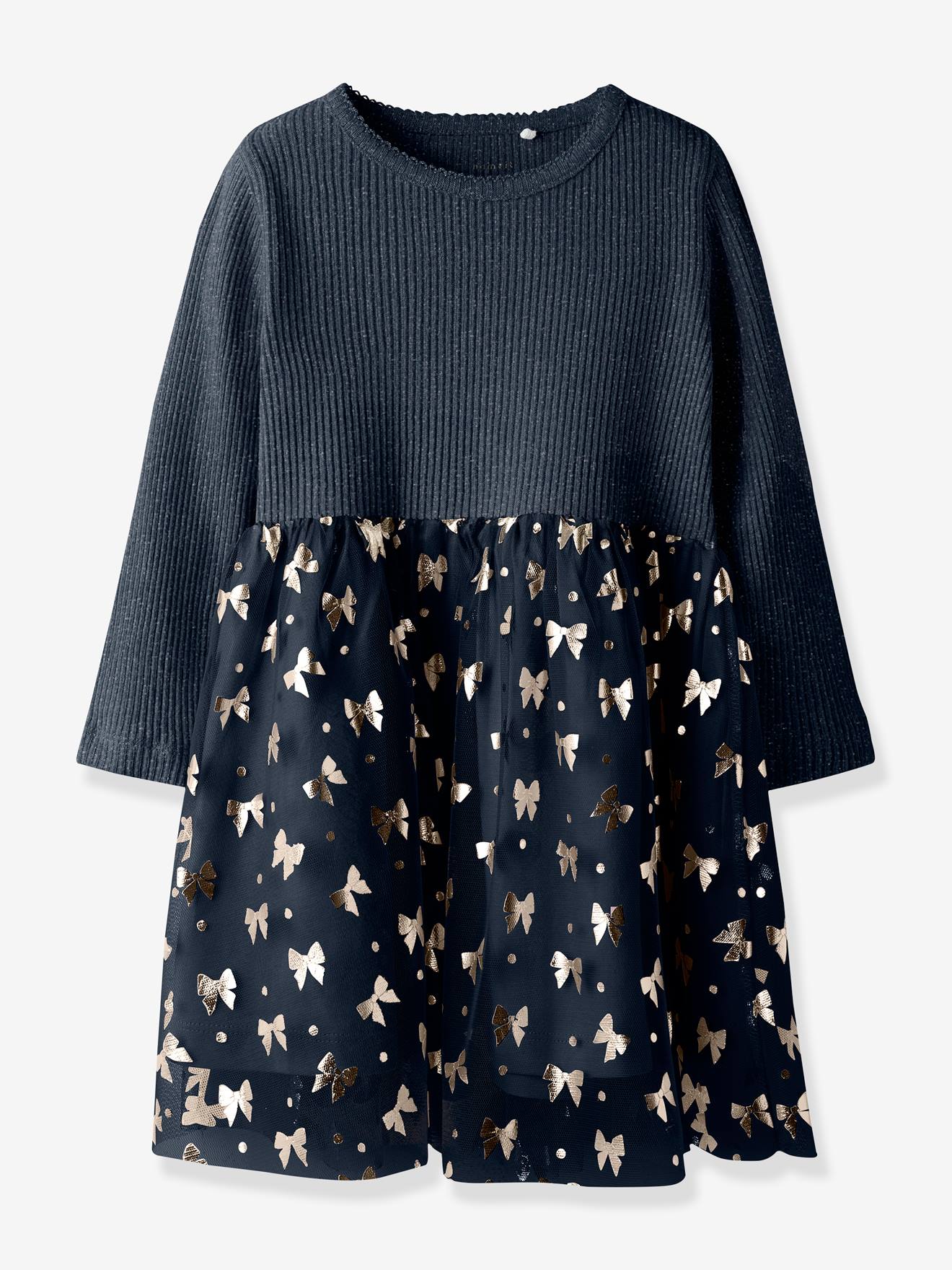 Jurk met tule rok NMFROSALLY meisje NAME IT marineblauw