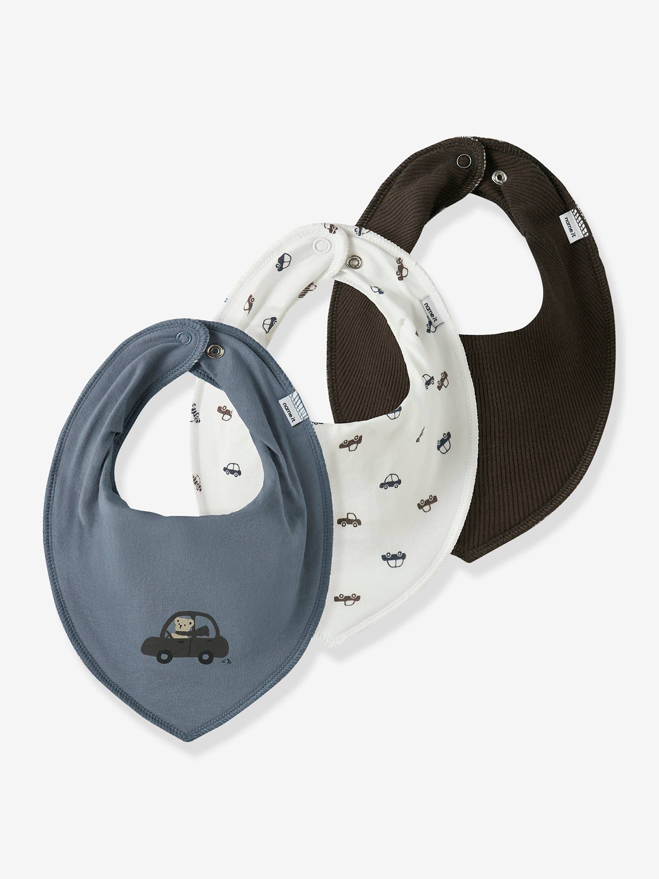 Set van 3 bandanas/slabbetjes NBMYASIM babyjongen NAME IT grijsblauw