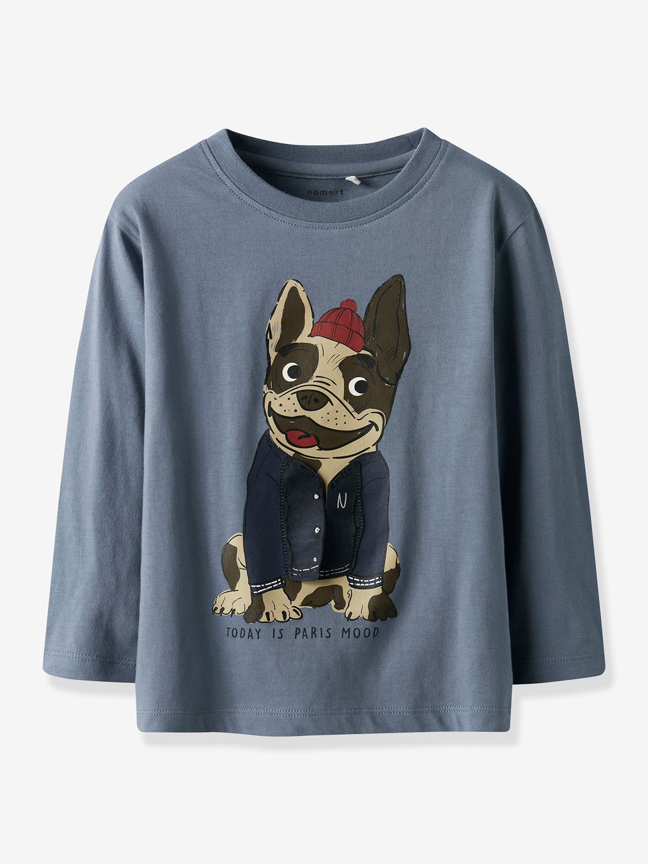 NMMROLF t-shirt met lange mouwen voor jongens NAME IT Boxy-Fit grijsblauw