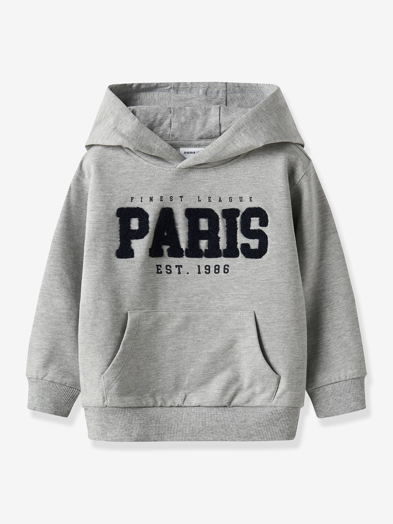 Sweater met capuchon NMMRIVAN jongen NAME IT gemêleerd grijs