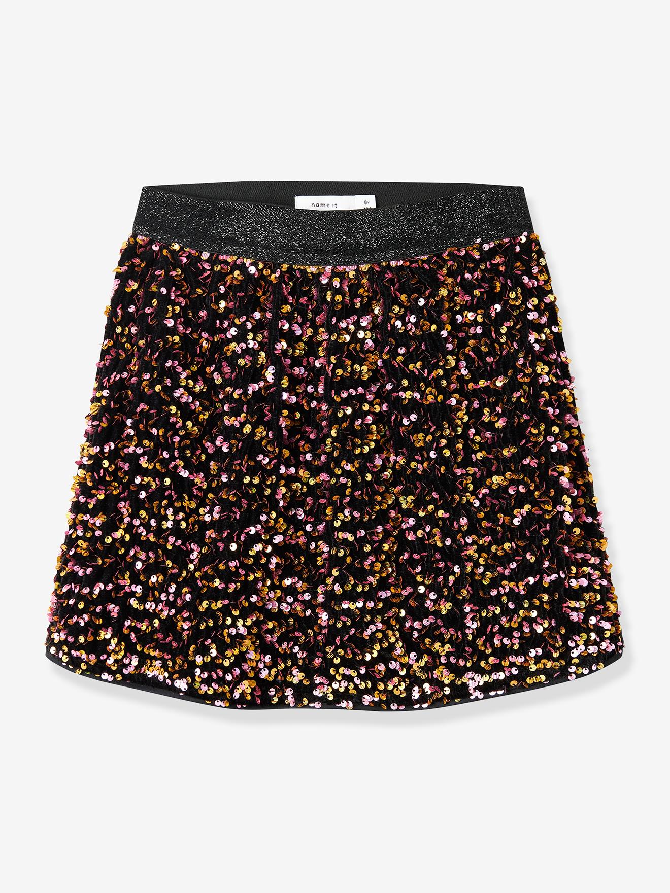 Meisjesrok met pailletten NKFRUNICA NAME IT goud