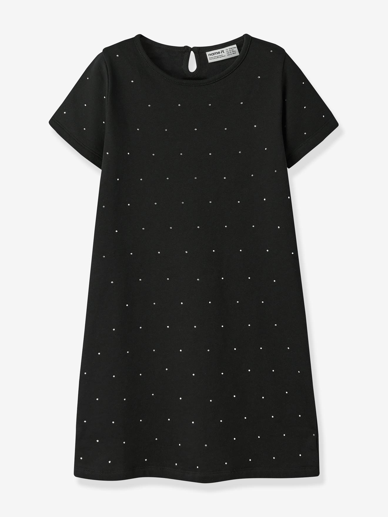 Sweater jurk met strass NMFRONJA meisje NAME IT zwart