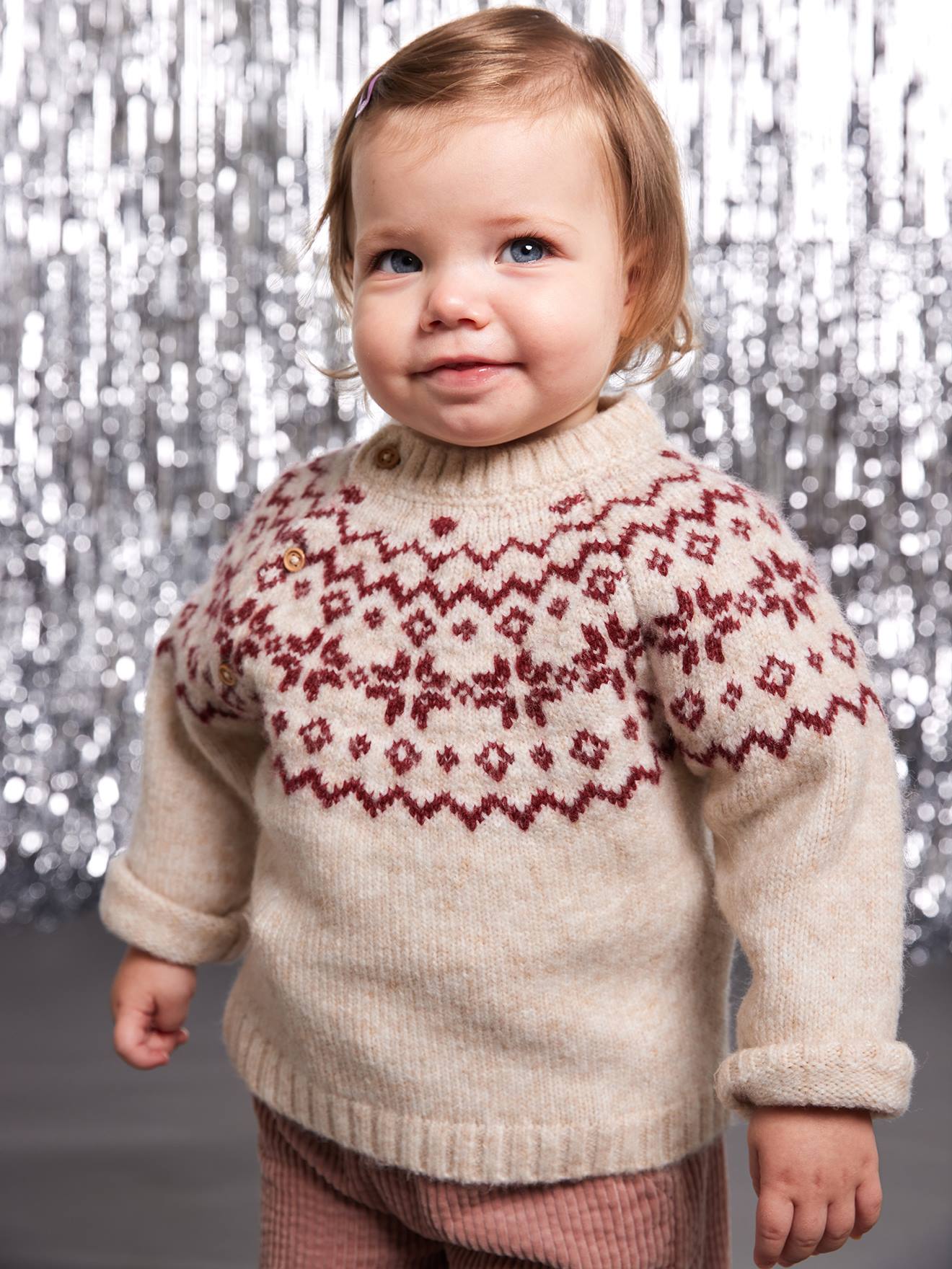 Jacquard trui baby kerst capsule familie ecru afbeelding