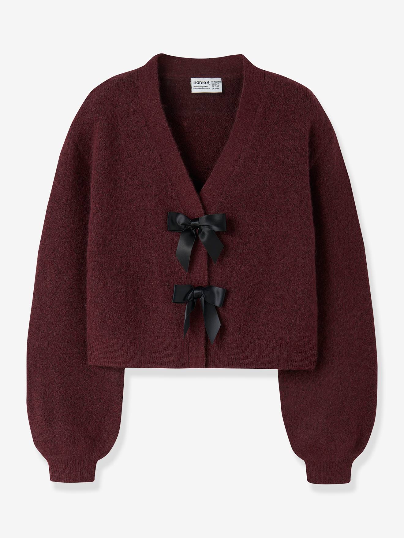 Vestje van gebreid NKFRINA voor meisjes NAME IT bordeauxrood