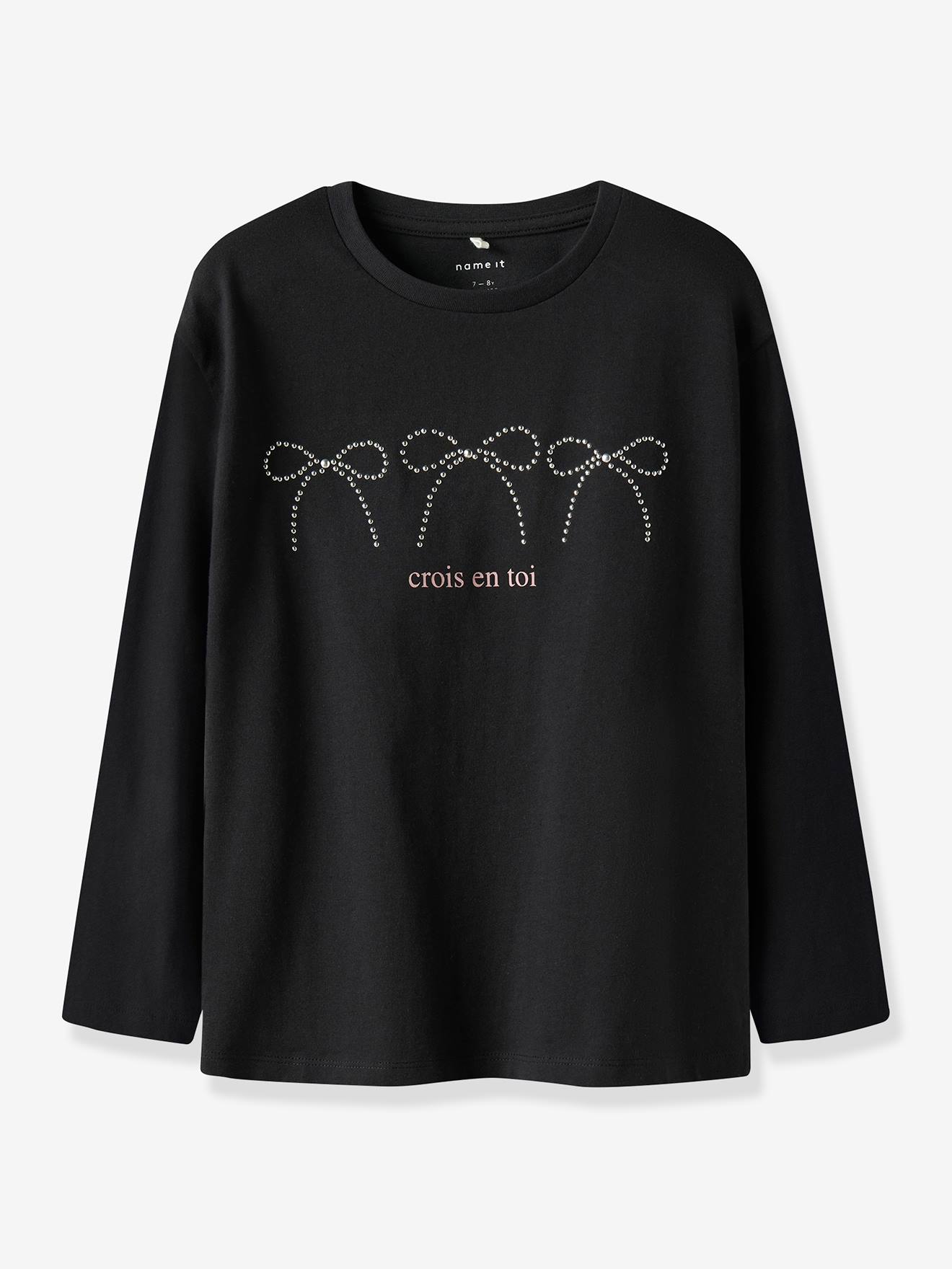 T-shirt met lange mouwen NKFRIKU meisje NAME IT Boxy-Fit zwart