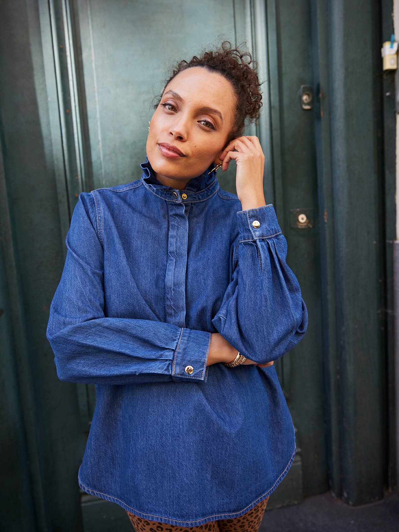 Blouse voor dames in jeans familie capsule double stone