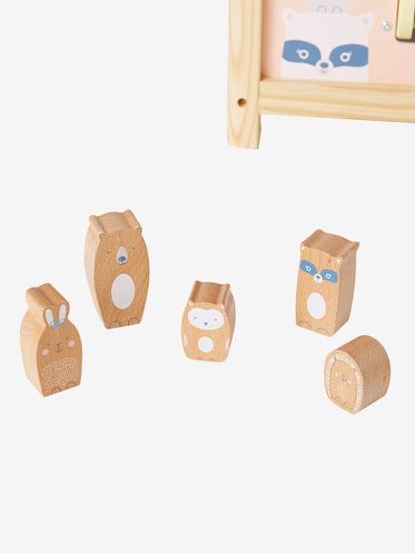 Grote houten activiteitenkubus Beige LOVELY FARM+blauw+roze+Tanzania - vertbaudet enfant 