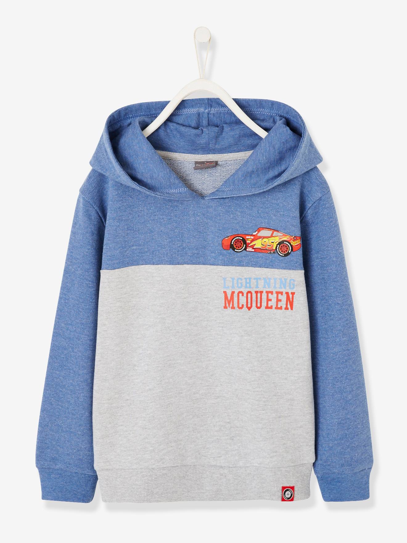 Tweekleurige jongenssweater Disney Pixar Cars® met capuchon blauw/grijs