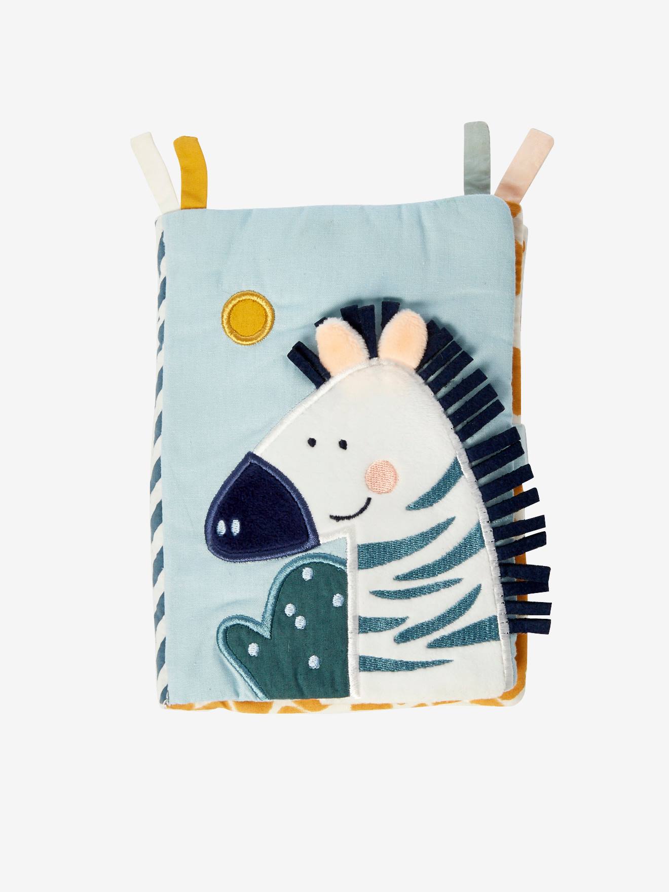 Zebraboek/knuffel blauw