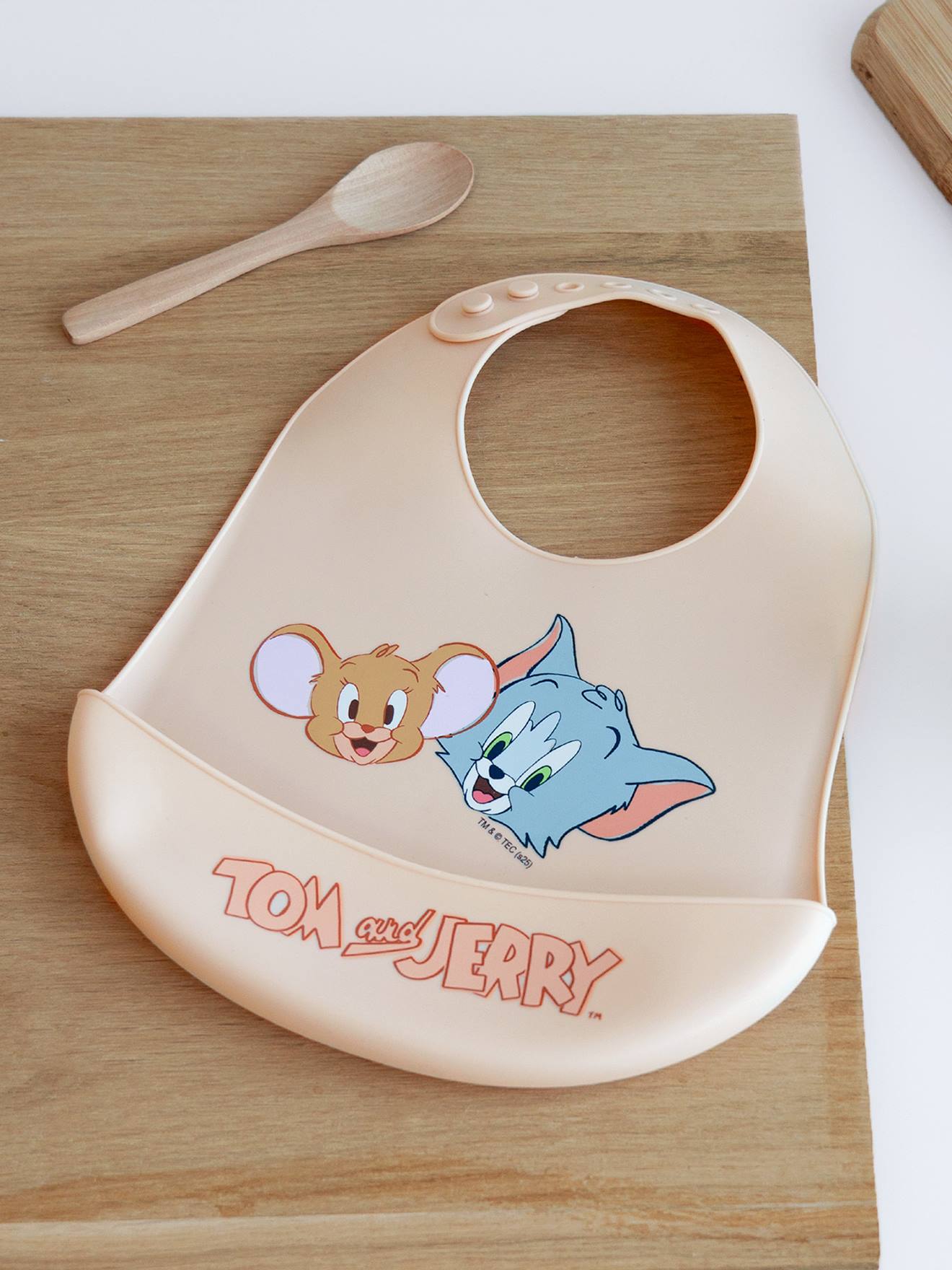 Tom en Jerry LONEY TUNES siliconen slabbetje beige
