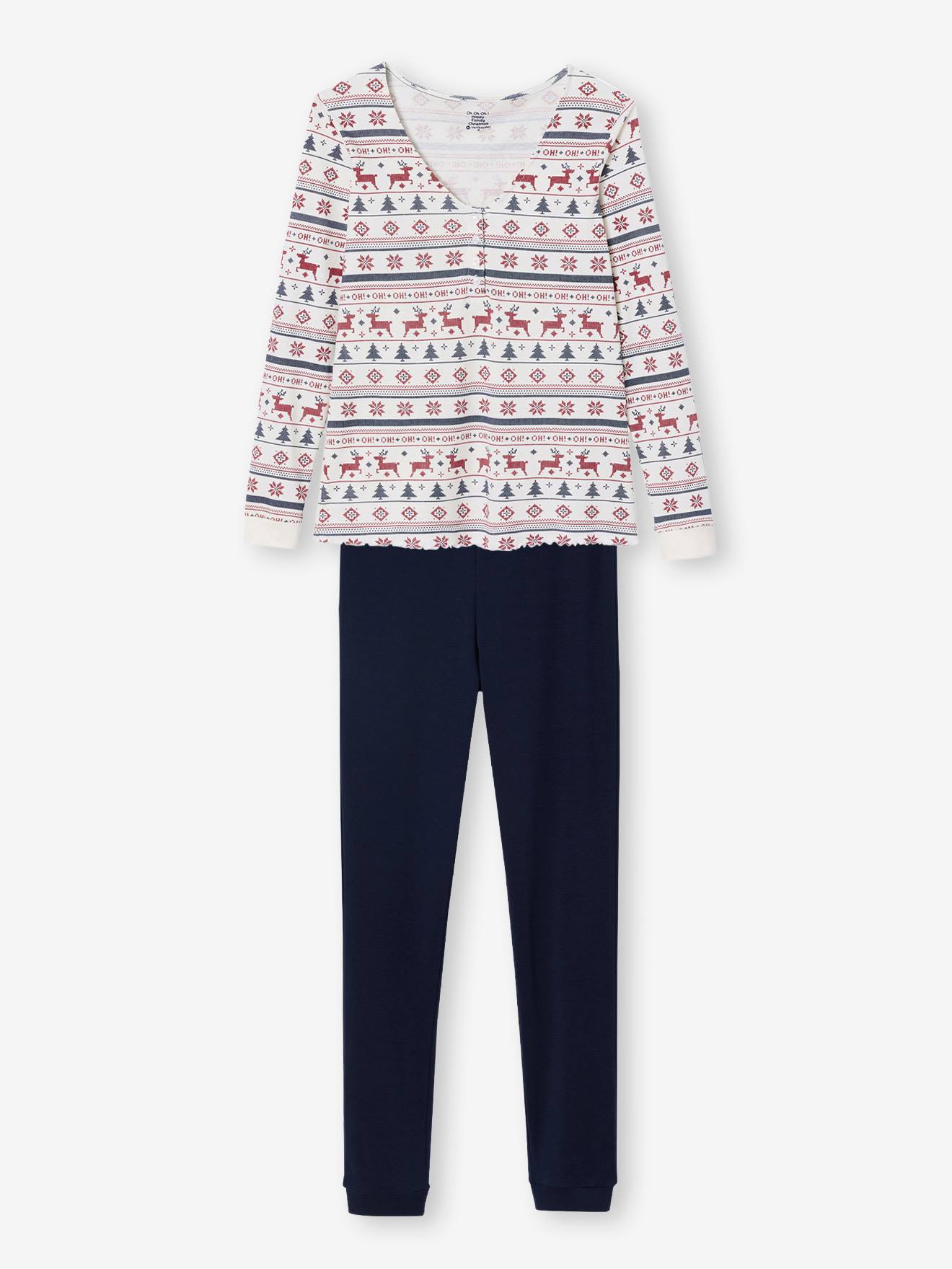 2-delige damespyjama familie Kerstmis nachtblauw afbeelding
