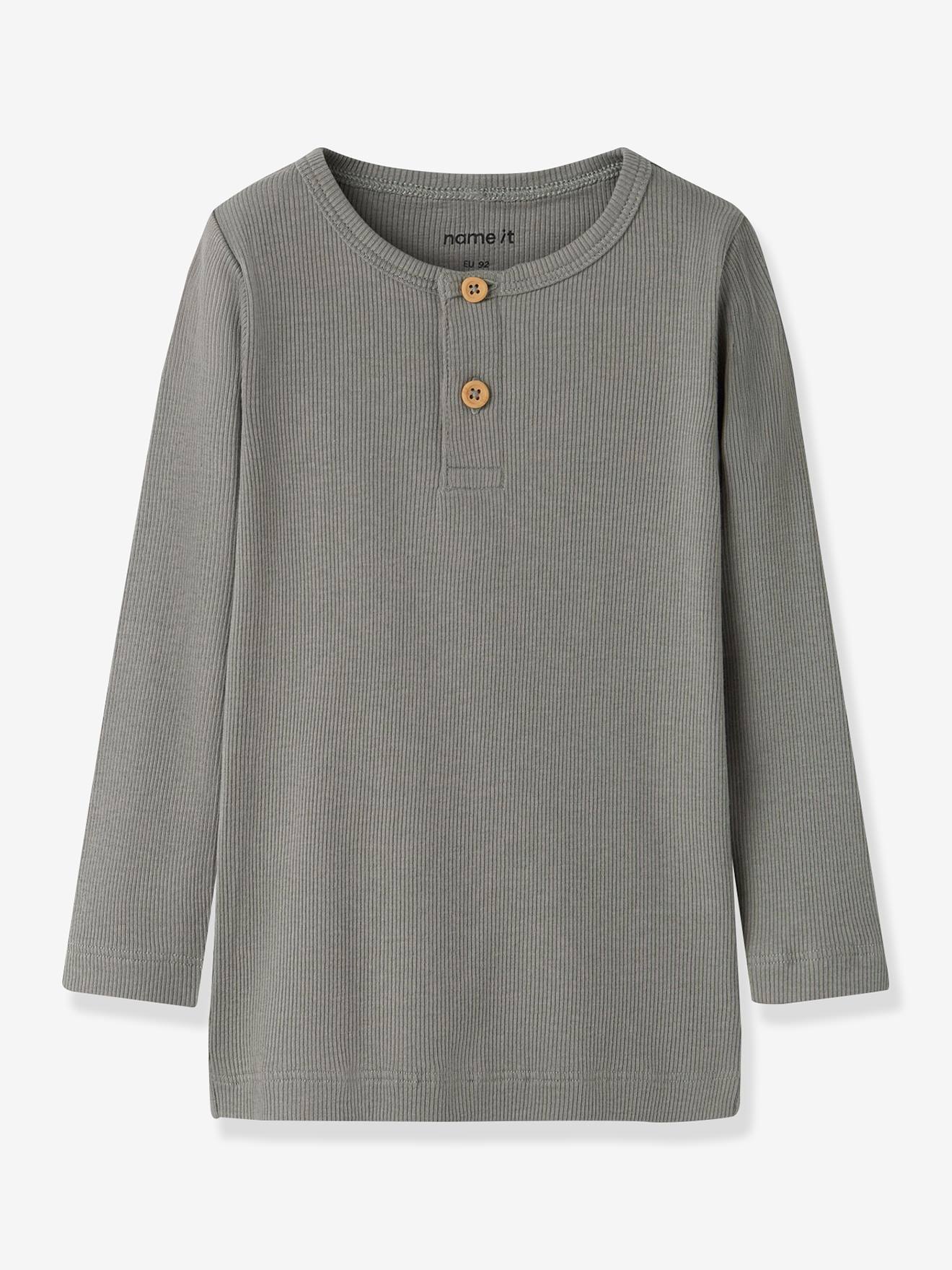 T-shirt met lange mouwen Henley NMMKAB jongen NAME IT grijs