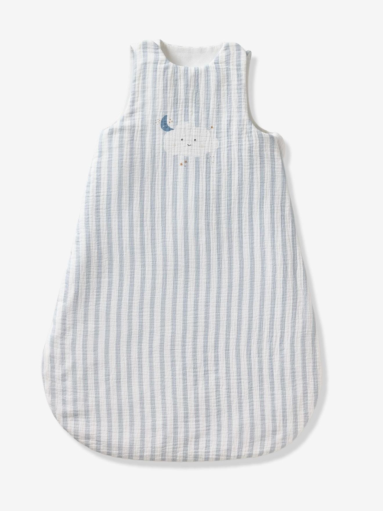 Zomers trappelzak van katoengaas IN DE WOLKEN blauw, gestreept