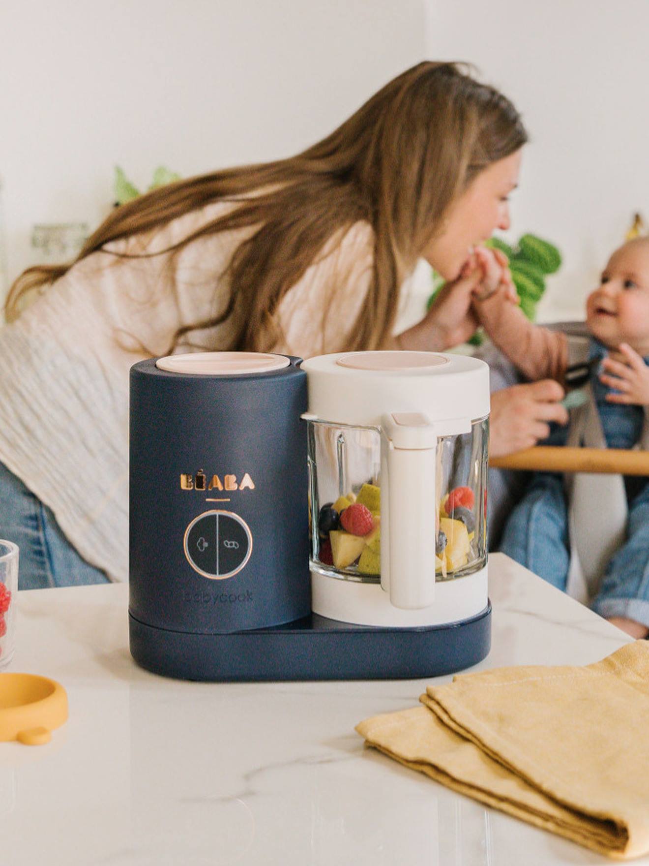 Pack BEABA Babycook Néo + Assiette compartimentée et Bavoir offerts nachtblauw