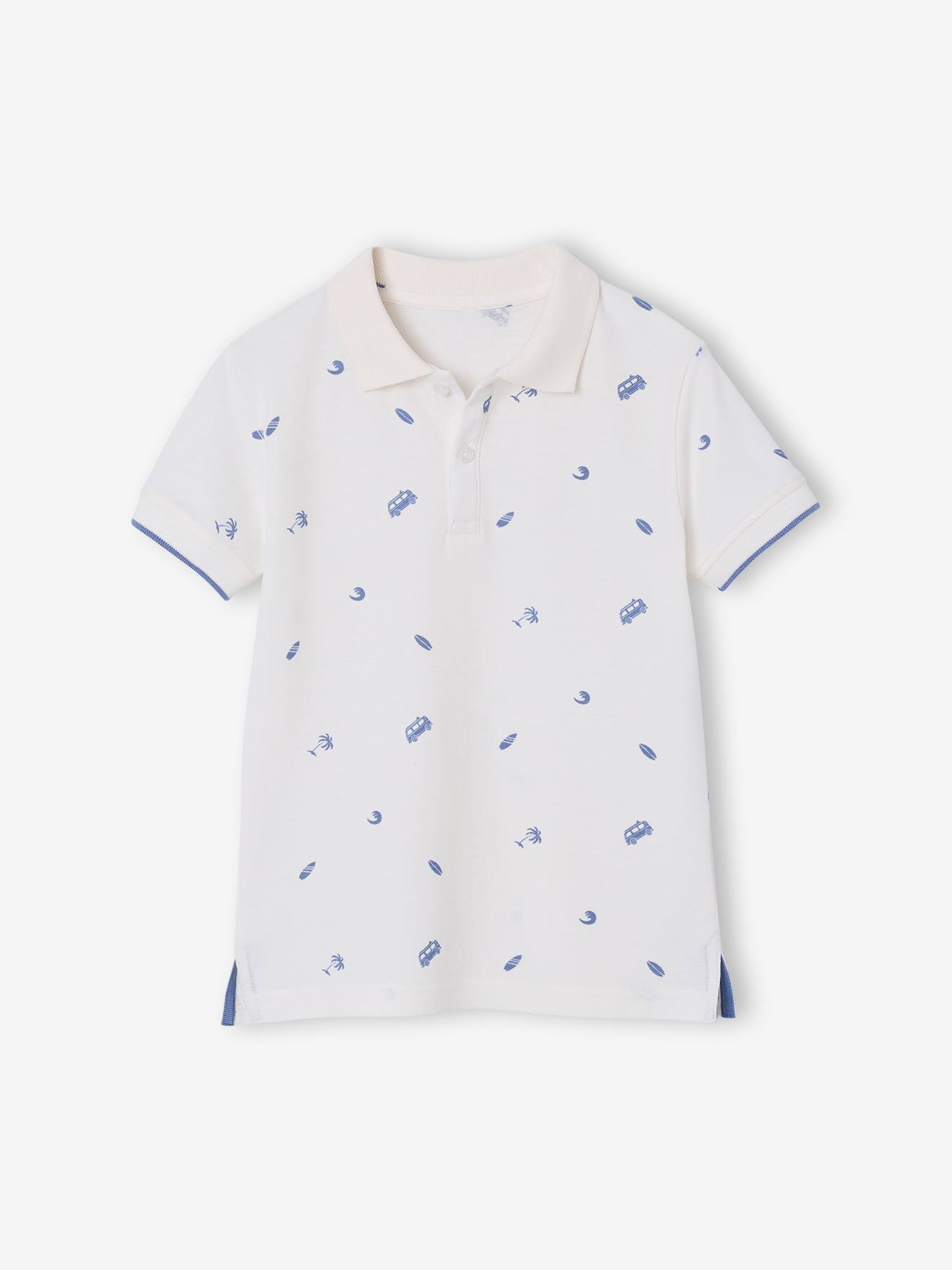 Jongenspolo met print ecru