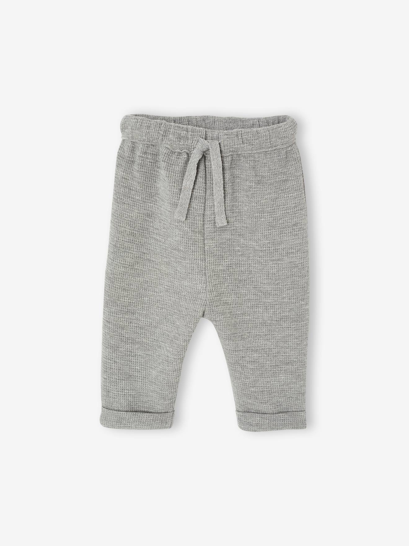 Geboorte broek voor jongens in honingraat gemêleerd grijs