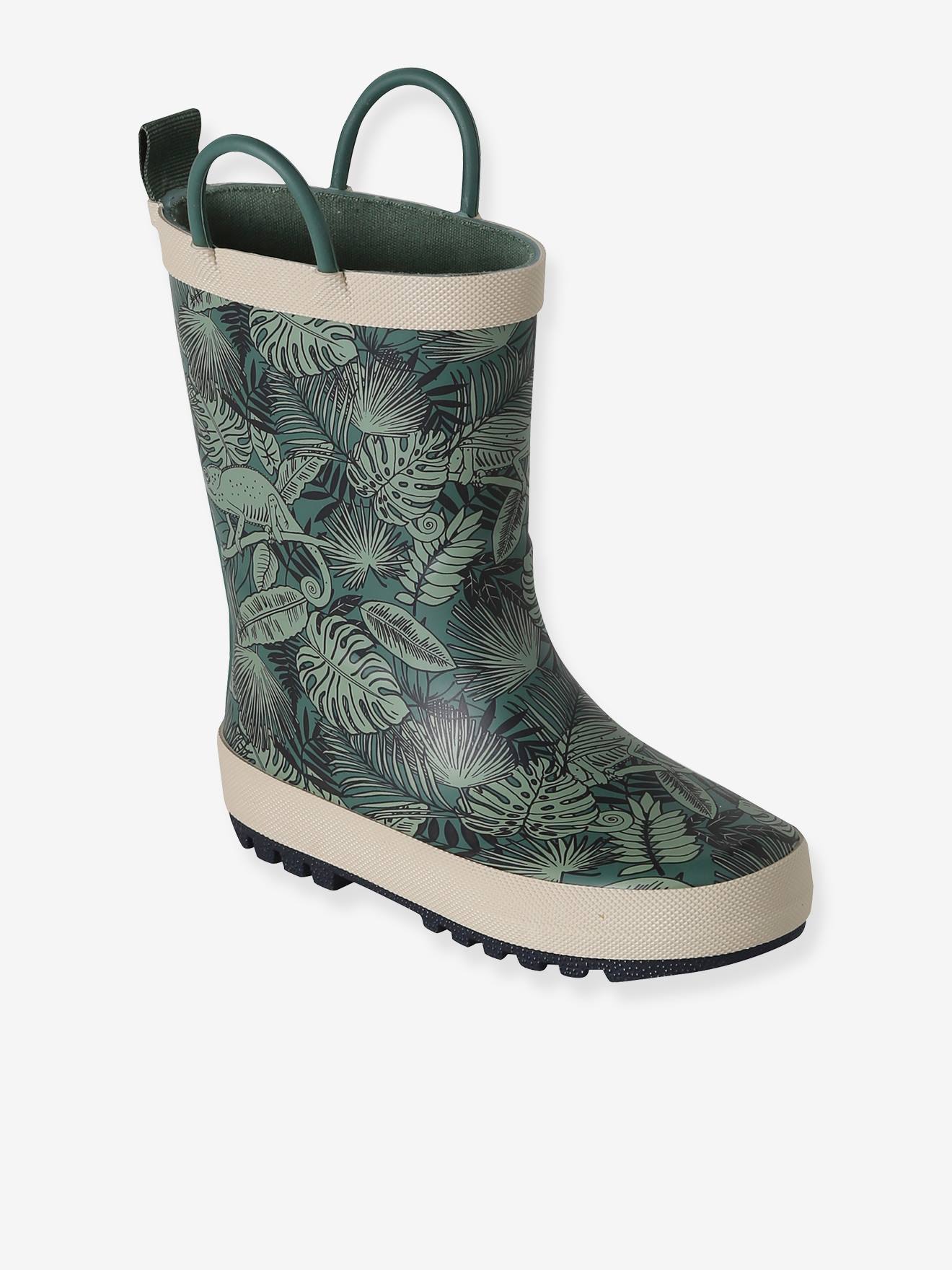 Regenlaarzen voor kinderen, kleutercollectie groen, bedrukt