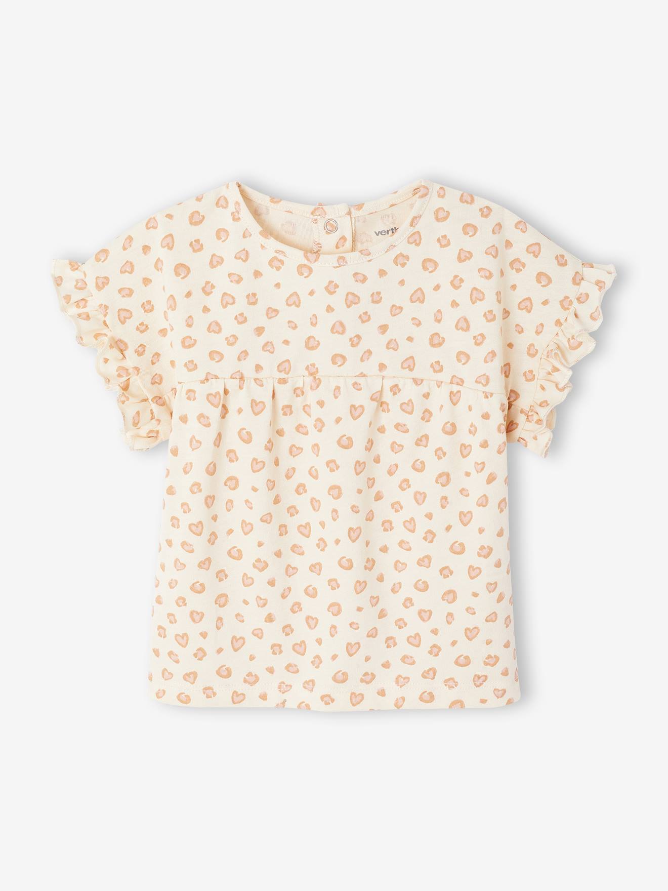 T-shirt voor babymeisjes met print ecru