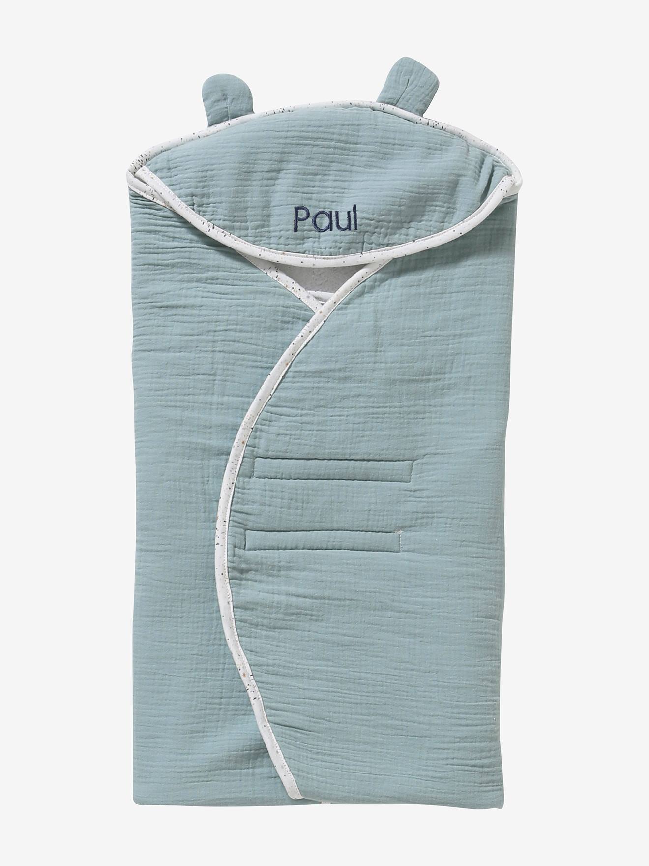 Plaid met capuchon voor maxi-cosi zeegroen